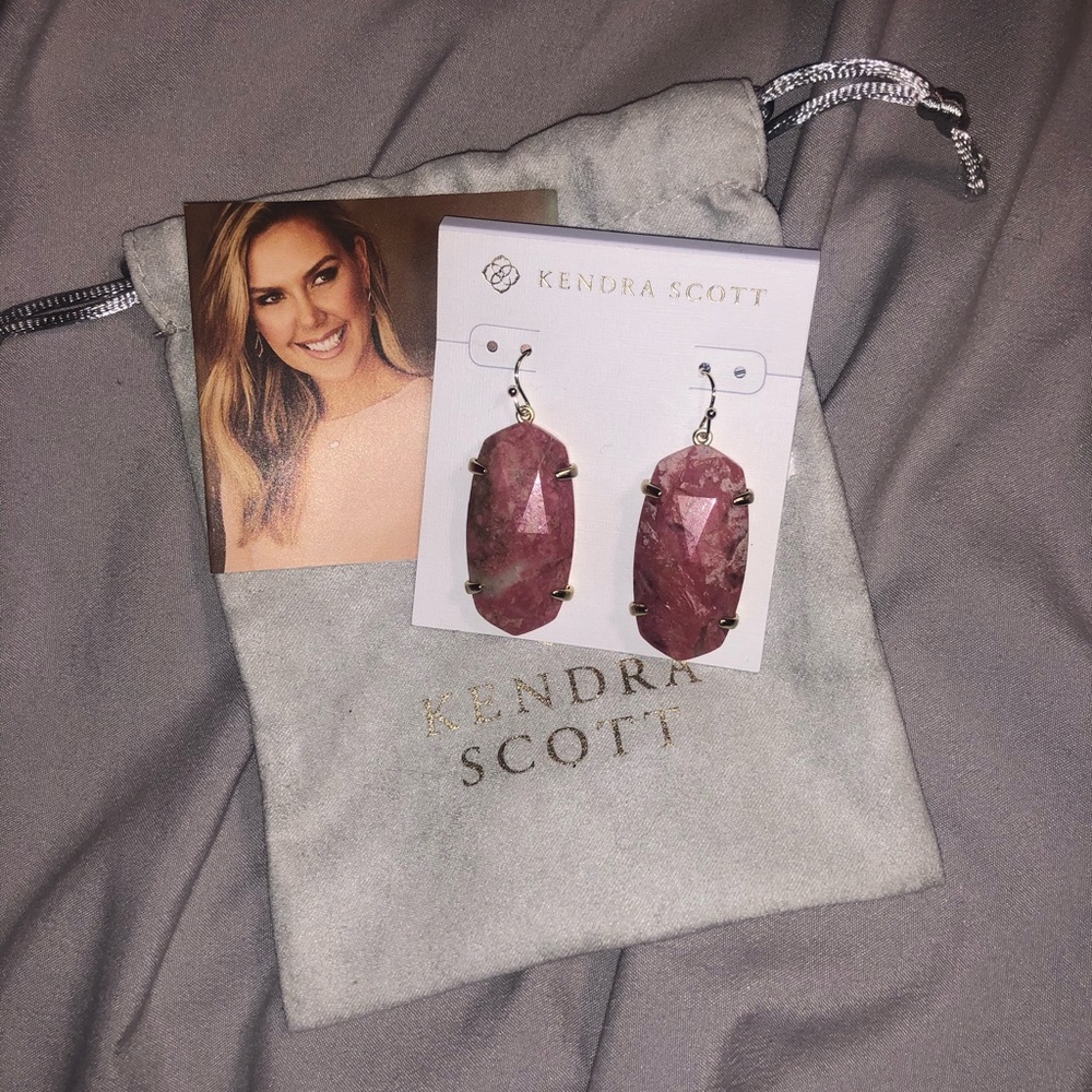 Kendra Scott Esme Gold Drop Pink Rhodonite